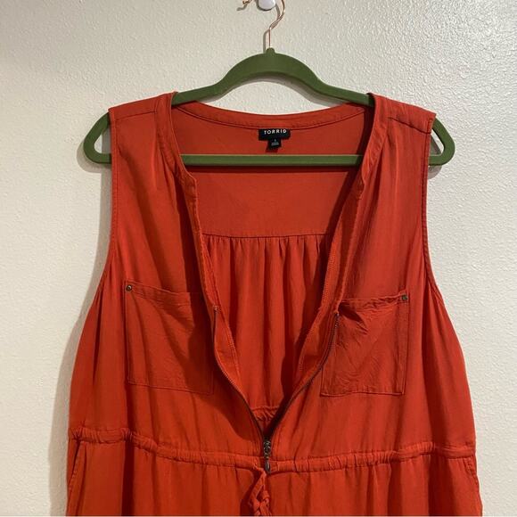 Torrid Brick Red Challis Zip Front Mini Shirt Dress Sz 14/16 - Picture 4 of 14